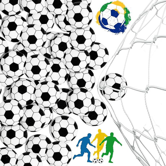 52 PCS Soccer Cupcake Toppers, 2cm Edible Soccer Cake Decorations Balls Sprinkles for Baking Cookies Dessert