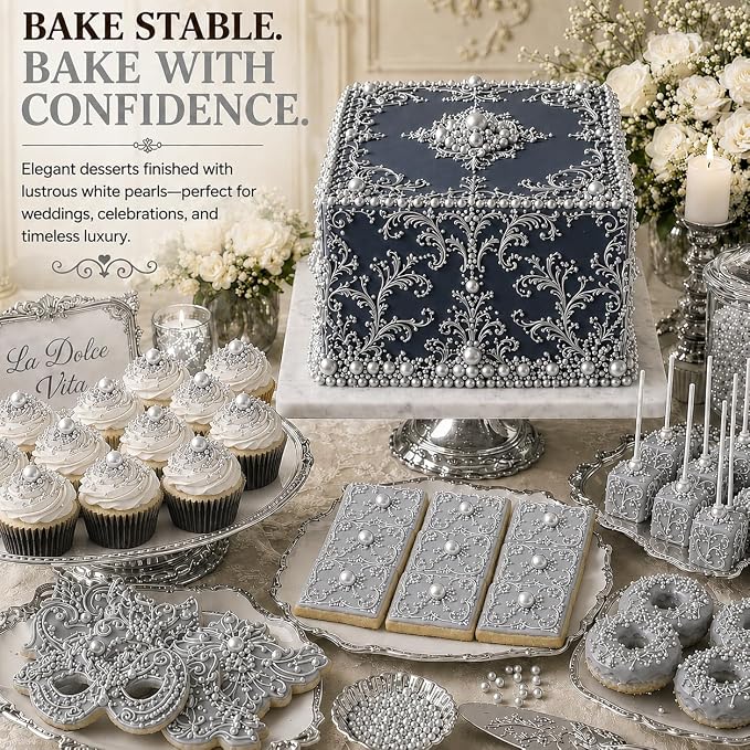 Confect Pearl Sprinkles | Assorted pack of 5 Shimmering Sliver Disco Ball Christmas, Birthday & Celebration Sprinkles | Mix Silver Pearl Dragees - Vegan, Gluten-Free, Nut-Free, Soy-Free, Dairy-Free, Palm Oil-Free, No Artificial Dyes - 5 Oz