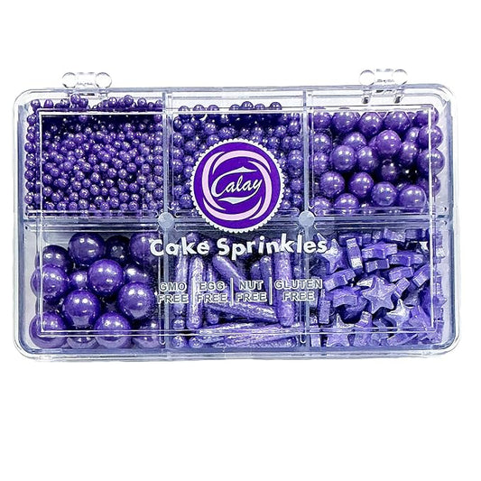 Homipooty Edible Purple Pearl Sugar Sprinkles 130g/4.58oz Purple Pearl Star Sprinkles For Cake Decorations Wedding，Cookies，Ice Cream, Cupcake Toppers, Halloween Christmas Supplies
