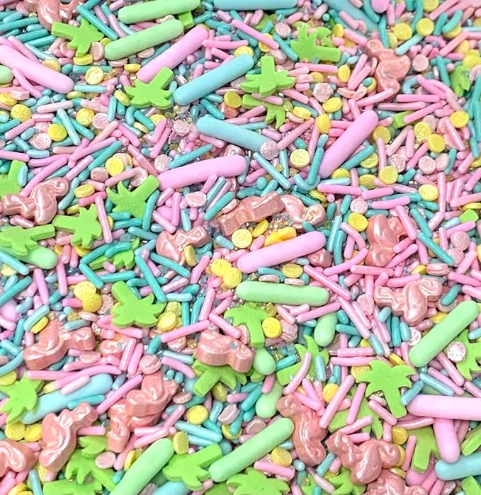 COOL MOM SPRINKLES Palm Springs Flamingo Sprinkles (4 oz.) – Tropical Beach Summer Themed Sprinkles for Decorating Ocean Cakes, Cupcakes, Cookies & Desserts – Mixed in the USA/Gluten-Free