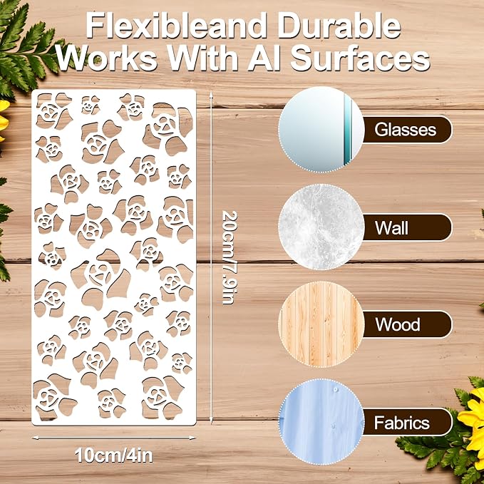 18Pcs Flower Stencils for Painting, Reusable Cake and Cookie Stencils, Floral Patterns for DIY Crafts, Wood, Fabric, and Furniture Decoration