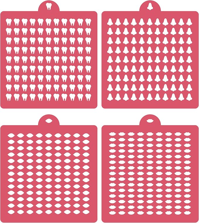 4 Pack Reusable Royal Icing Sprinkle Stencils Gem Glitter Stencils Bakery Stencil Template Set for Cookie Cake and Cupcake,Crafts DIY Tumblers Reusable Glitter & Gem Template Set (Organ)