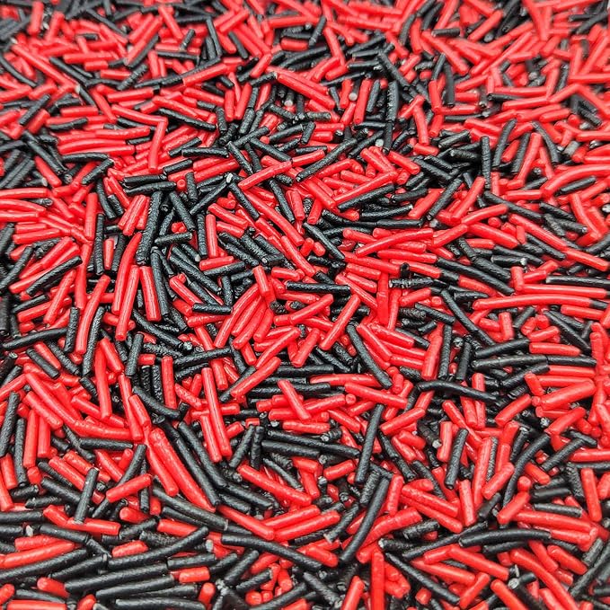Jimmies Sprinkles, Edible Jimmy Sprinkles, Black Red Crunchy Jimmies Mix for Cake Decorating, Edible Cookie Cupcake Decorations for Halloween Baking and Holiday Party Treats