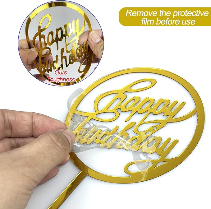 40 PCS Gold Happy Birthday Cake Topper Acrylic Birthday Cupcake Topper Cake Pick Decorations for Birthday Party Cake Desserts Pastries 20 Styles