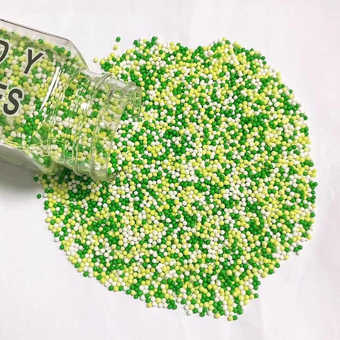 PhilaeEC St Patricks Nonpareils Sprinkle 2mm Mini Peals Green and White Sprinkle Edible for Cake Decoration Cupcake Topper Cookie Baking Decorations Spring St Patricks Supplies