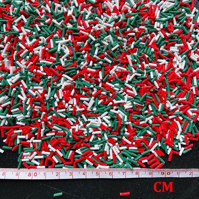 EHOPE 100G Fake Sprinkles Polymer Sprinkles Faux Sprinkles Resin Sprinkles Clay Sprinkles For Resin Fake Candy Sprinkles for Nail Art DIY Crafts Cake Phone Case (100G Long Christmas)