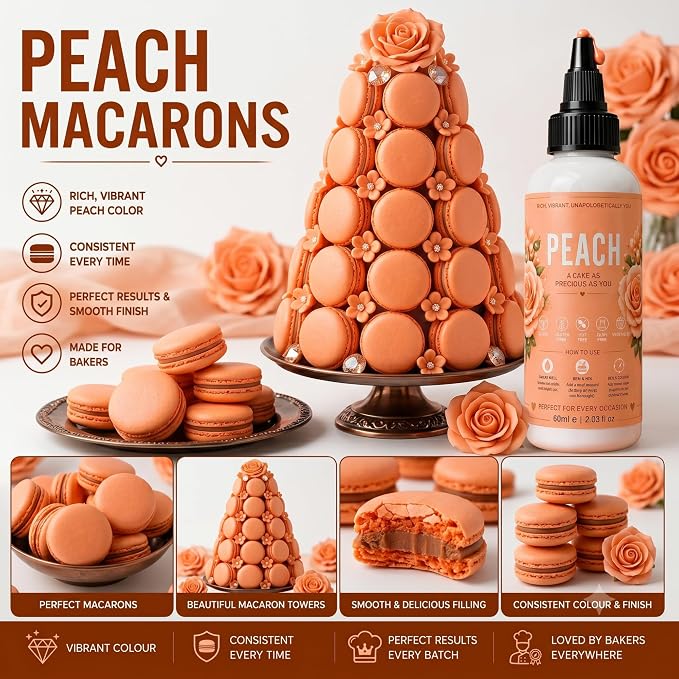 Confect Peach Gel Food Coloring – Highly Pigmented Gel Based Food Color for Buttercream, Cakes, Cookies & Baking – 60mL / 2 FL OZ