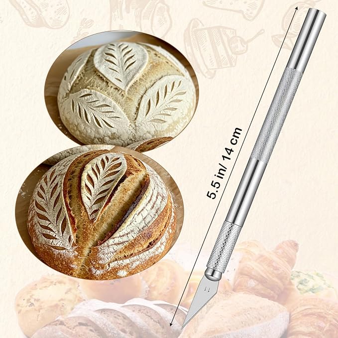 2PCS Bread Lame Dough Scoring Tools with 20 Blades, Professional Sourdough Scoring Tool with Safety Cover & Ergonomic Stainless Steel Handle, Bread Scorer Tool for Sourdough & Breads Baking