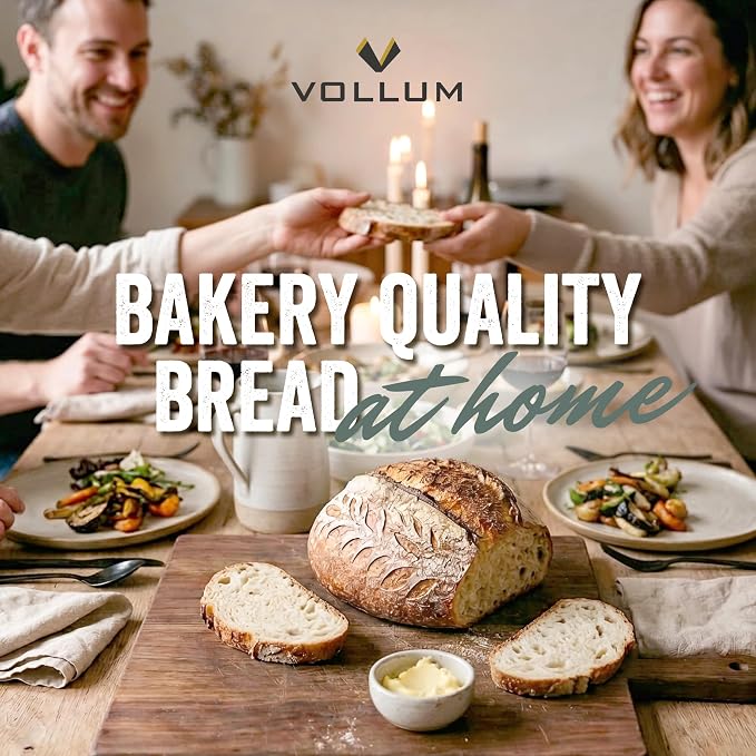 Vollum Banneton Bread Proofing Basket & Liner – Handmade Rustic Sourdough Bread Baking Supplies, Brotform, Sour Dough Tools, Gifts for Bakers - Rectangular - 12.25 x 6 x 3.5"H