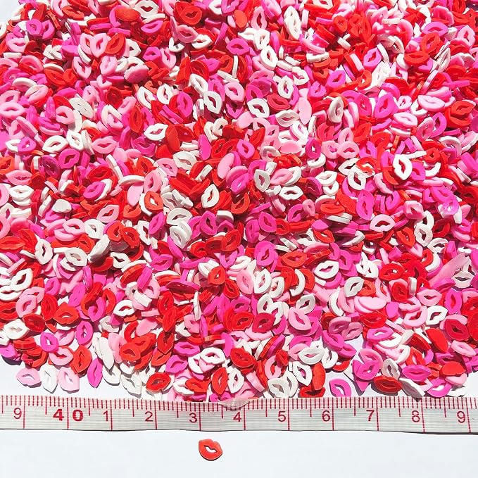 EHOPE 100G Fake Sprinkles Polymer Sprinkles Faux Sprinkles Resin Sprinkles Clay Sprinkles For Resin Fake Candy Sprinkles for Nail Art DIY Crafts Cake Phone Case (100G Hollow Lips)