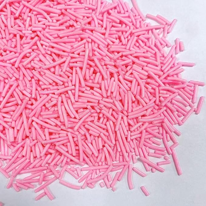 Sentovac Pink Jimmies Sprinkles Edible for Cake Decorating Valentines Sprinkles Sugar Candy Cookie Cupcake Topper Ice Cream Baking Decorations Wedding Halloween Christmas Supplies 3.53oz