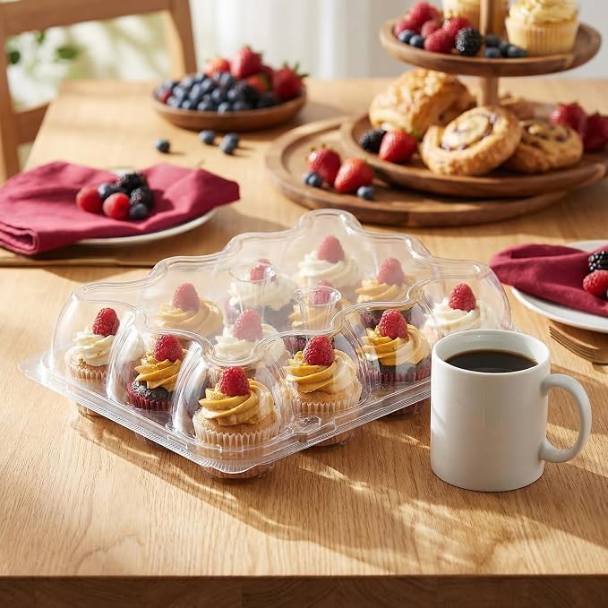Hedume 12 Pack Cupcake Carrier, 12 Counts Stackable Cupcake Boxes, Clear Cupcake Container with Detachable Lid for Cupcakes, Muffin, BPA-free
