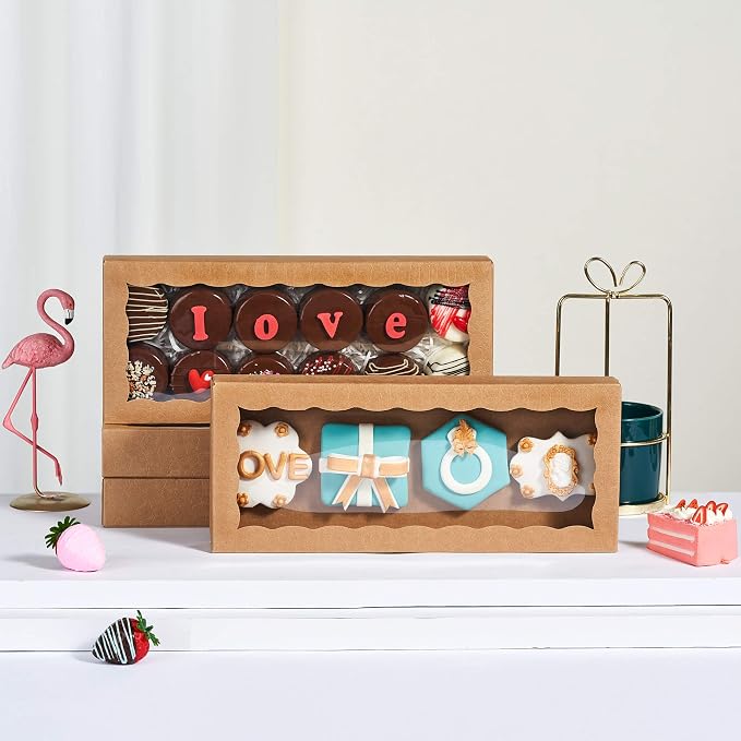 24PCS 12 x 5 x 1.5 inches Premium One Piece Cookies Boxes, Bakery Boxes for Father's Day and Holiday Cookie Gift Sets
