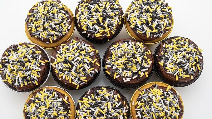 NCS Pittsburgh Game Day Black, Yellow, Silver & White Jimmies Edible Sprinkles – Cupcake, Cake & Cookie Decorations, 7 oz