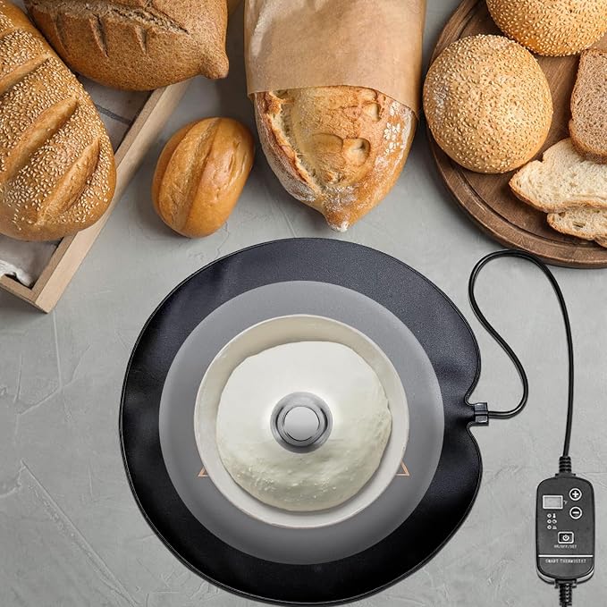 Bread Proofer Warming Mat - Sourdough Warming Mat Sourdough Dough Proofer for Fermenting with Thermostat Control Adjustable Temperature 59°F - 140°F (Round)