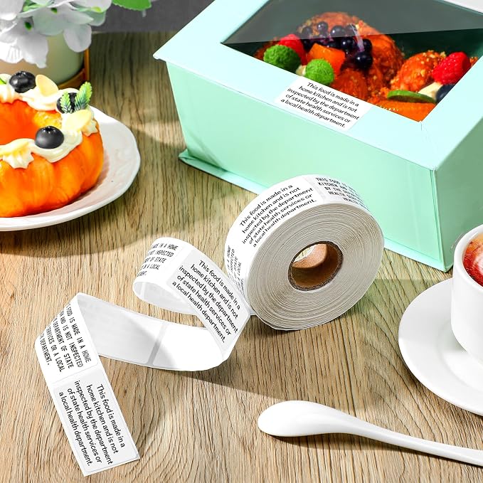 Marspark 500 Count Cottage Food Law Labels Stickers Made in A Home Kitchen Inspection Statement Thermal Printed Labels for Home Kitchen(2 x 1 Inch)