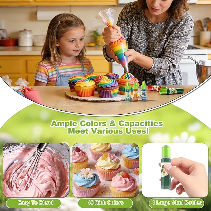 Natural Food Coloring - 15 Colors Liquid Natural Food Dye for Baking, FD&C & Artificial Dye Free Food Coloring for Cake, Cookie, Icing, Easter Eggs, Fondant, Gluten-Free - 106ml/3.58 fl.oz