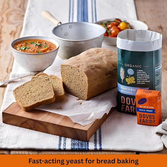 Doves Farm Quick Yeast 4.41 oz (Pack of 5) - Fast Acting Gluten Free Yeast for Baking Bread, Pizza Dough, Rolls | For Hand Baking and Bread Machine | Quick, Fast, Instant, Rapid Rise Leavening Agent