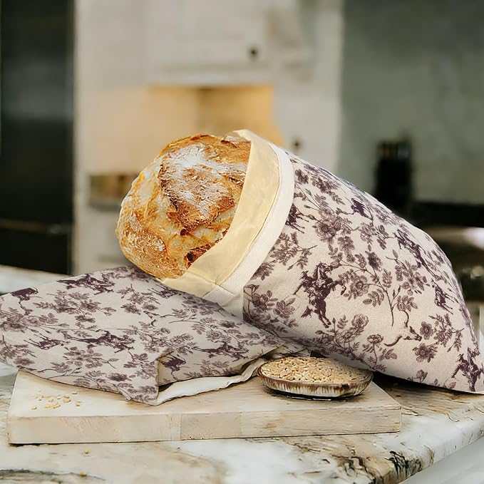 Western Reusable Beeswax Bread Bags for Homemade Bread & Sourdough, 2-Pack XL Airtight Food Storage Bags, Organic Cotton Linen Covers - Freezer-Friendly Freshness Preservation Keeps Fresh Longer