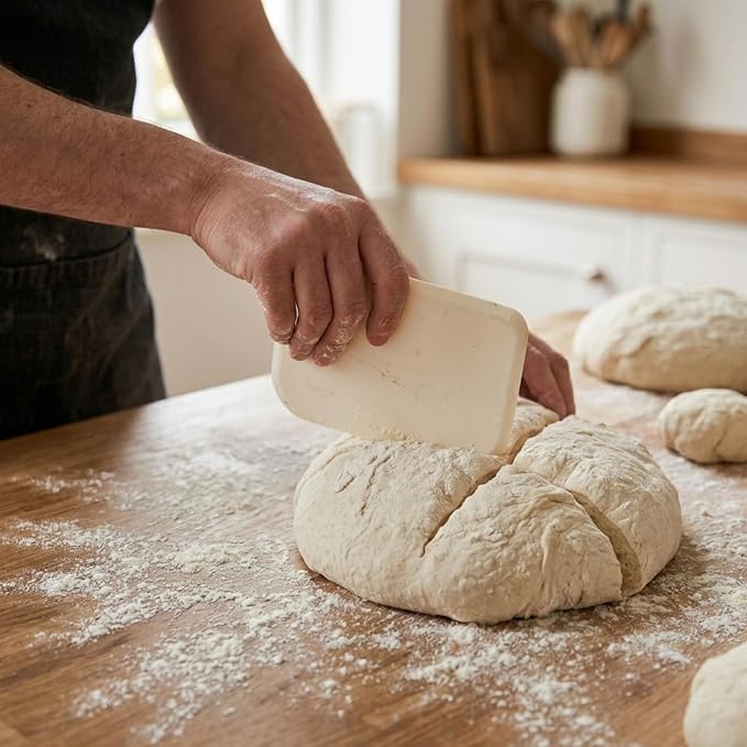 Dough Scraper, Bowl Scraper Set, Flexible Plastic Bench Scraper & Dough Cutter for Bread Making, Sourdough, Pastry, and Kitchen Cleaning