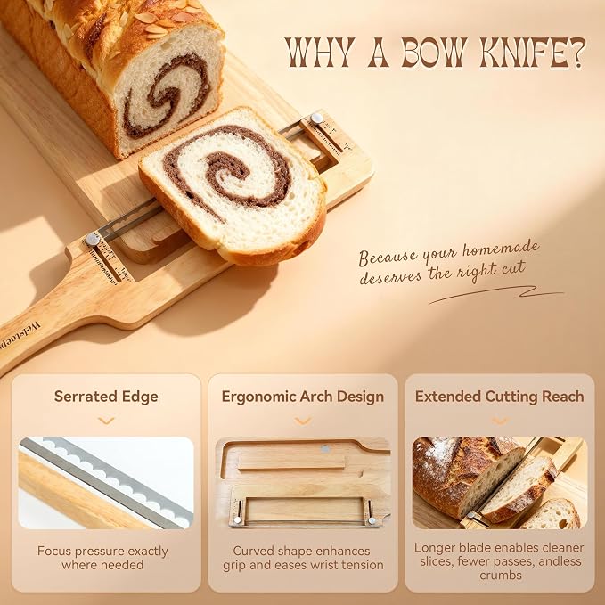 welsteepse Bread Slicer for Homemade Bread – Sourdough Bread Knife with Thickness Guide & Serrated Stainless Blade,Magnetic Storage