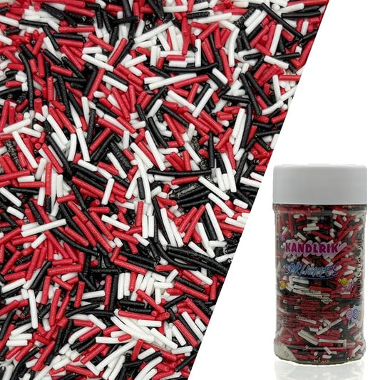 Red & White & Black Halloween Jimmy Sprinkles Edible Mix Size Jimmies Cake Decorations Soft Jimmies for Topping Ice Cream, Cookies, Cakes, Wedding, Valentine Christmas Supplies 3OZ