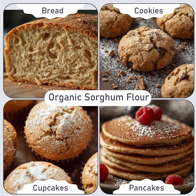 Great River Milling Organic Sorghum Flour | Gluten Free Whole Grain Flour | USDA Organic, Non-GMO, Kosher, Vegan Certified | Mild, Versatile Baking Ingredient for Breads, Cookies & Batters | 5 Lb