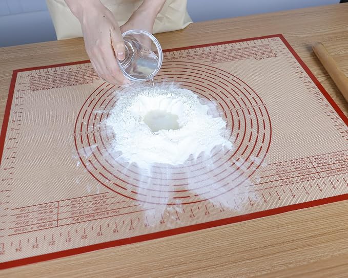 Silicone Baking Mat 36x24 Inch Nonstick Pastry Mat Perfect for Dough Mat, Pastry Board, Kitchen Counter Mat - For Dough, Pastry, Pie Crust, Fondant, Cookies, Bread, Pasta/Pizza, Red