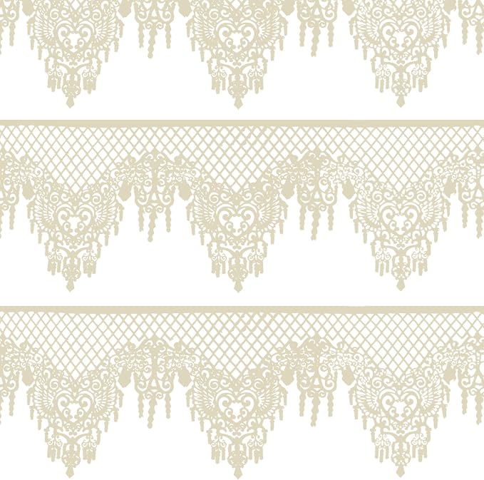 FUNSHOWCASE Large Pre-Made Ready to Use Edible Cake Lace Lattice Diamond Scallop 12-inch 10-Piece Set Ivory White