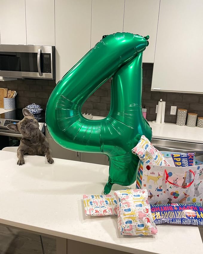 Dark Green Number 4 Balloon 40 Inch, 4th Birthday Party Decorations for Children, Giant 4 Foil Balloon for Party Supplies
