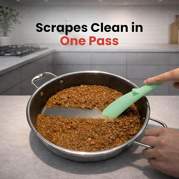 Silicone Spoon Spatula for Cooking - Multifunction Scoop Spatula Spoonula - Heat Resistant Cooking Spoon for Nonstick Cookware - Large Silicone Kitchen Spoon - Seamless Design (Mint,1pc)