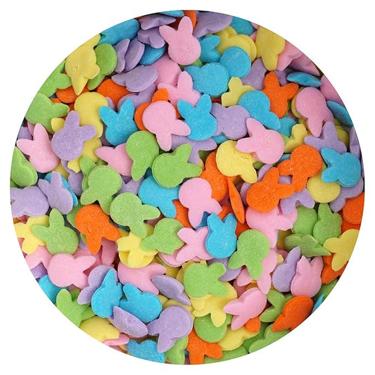 Bunny Sprinkle Confetti Mix Orange, Yellow, Blue, Green, Pink and Purple 3.28 oz, Easter Sprinkles For Cake Decorating, Baking, Ice Cream & More, Spring Sprinkles The Hampton Candy Company