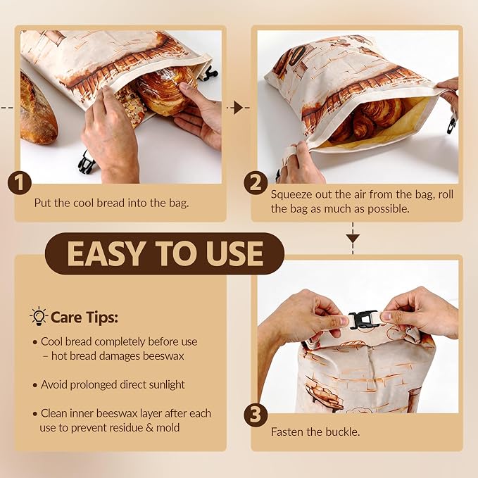 2 Packs Beeswax Bread Bags for Homemade Bread & Sourdough with Bowl Cover - 18"×13" XL Organic Cotton Linen Reusable Beeswax Bag - Safe Storage, Baking Supplies,Freezer-Safe