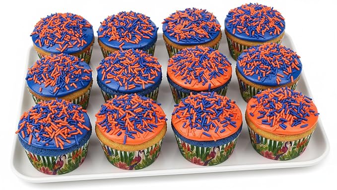 NCS Orange & Dark Blue Jimmies Edible Sprinkles – Cupcake, Cake & Cookie Decorations, 7 oz