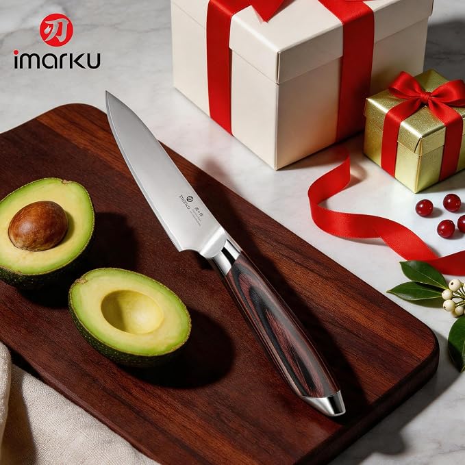 imarku Paring Knife 3.75 Inch, Japanese High Carbon Stainless Steel Fruit Knife, Ultra Sharp Small Kitchen Knife for Peeling Fruits Cutting Veggies, Ergonomic Pakkawood Handle