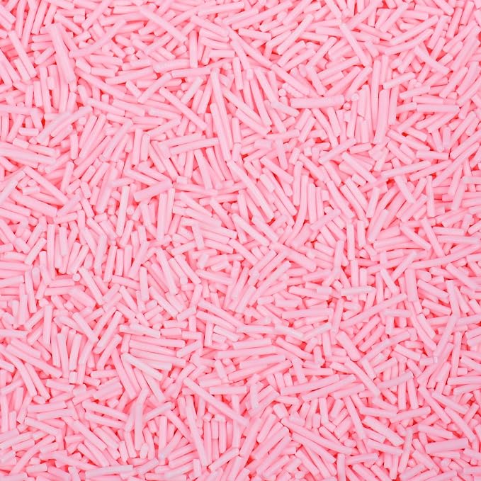 Pink Sprinkles, Edible Light Pink Jimmies Sprinkles for Baking Topping, Cupcakes, Cookies, Ice Cream & Cake Decorating, Wedding Party Valentines Supplies
