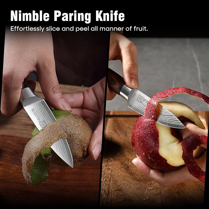 PAUDIN Paring Knife, 3.5 Inch Fruit Knife, High Carbon 5Cr15Mov Stainless Steel Forged Paring Knife, Ultra Sharp Small Kitchen Knife, Ergonomic Wooden Handle with Elegant Gift Box