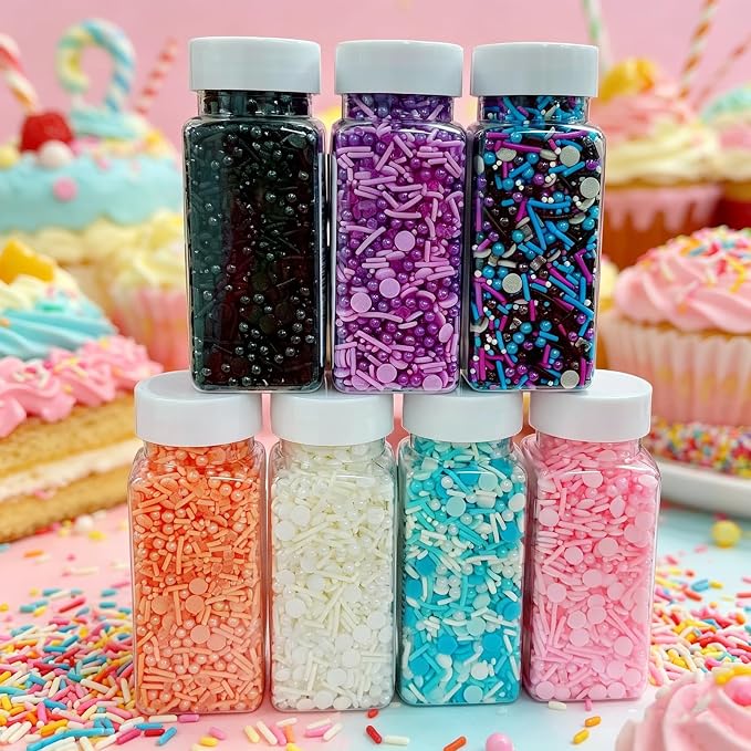 Sentovac White Sprinkles Edible White Round Confetti Jimmies Pearls for Cake Decorating Candy Cupcake Cookie Baking Donuts Ice Cream Dessert Vanlentine Wedding Birthday Day Decorations