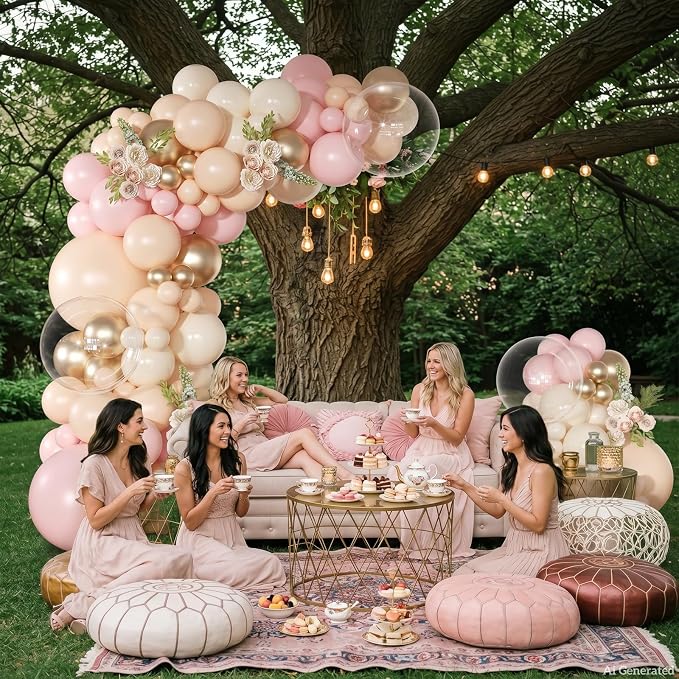 Pink Balloon Arch Kit 126Pcs Light Pink Gold Balloons Garland Kit with Nude Sand White for Boho Wedding Engagement Bridal Shower Birthday Party Decorations