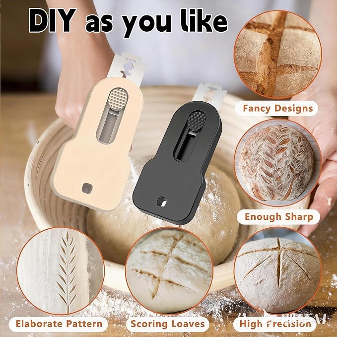 2 Pack Bread Lame Dough Scoring Tool,Retractable Magnetic Sourdough Scorer with 10 Stainless Steel Blades/Razor for Homemade Bread Baking Accessories