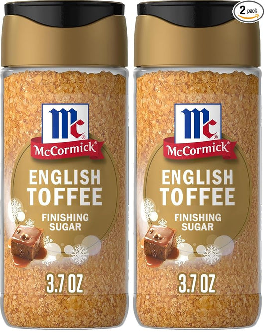 McCormick Finishing Sugar, English Toffee, Limited Edition, Rich & Buttery Sweetness for Hot Chocolate, Cookies, Cake, Pie, Cocktails, and More, 3.7 oz (Pack of 2)