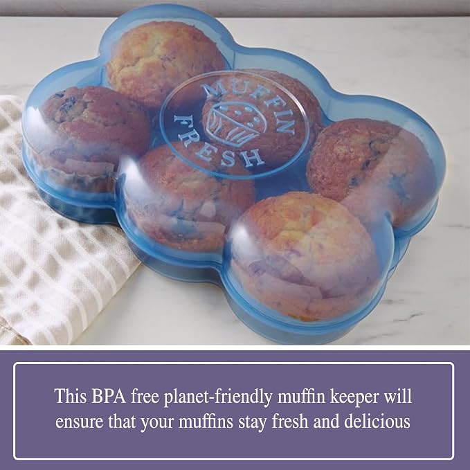 Touch Up Cup Muffin Fresh Storage Container Holder with Lid, Airtight and Reusable, BPA-Free, as seen on Shark Tank Products, Pack of 1, Holds 6 Fresh Muffins