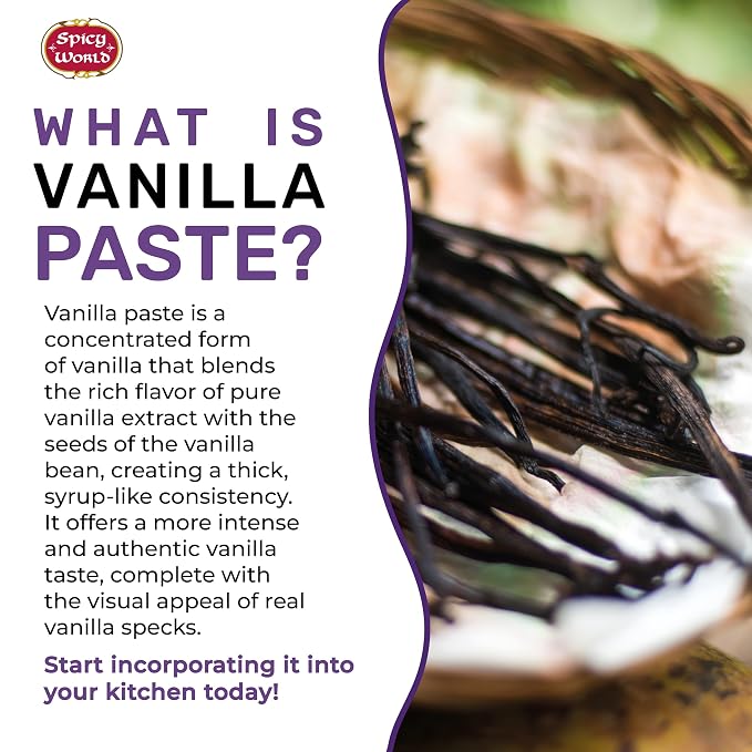 Spicy World Vanilla Bean Paste 4oz Jar - All Natural & Pure - Made with Organic Agave Syrup - For Cooking, Baking & Desserts - 100% Vegan & Kosher, Non-GMO & Gluten-Free - Glass Jar