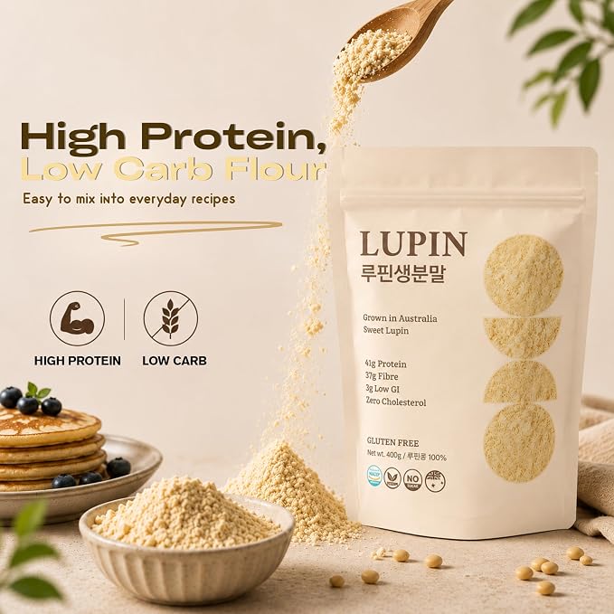 Lupinery Lupin Flour Gluten Free Baking Alternative | High Protein, High Fiber, Low Carb, Sugar Free & Non-GMO | Fine Milled 100% Australian Lupin Bean Meal Powder for Cooking, Baking and Recipes
