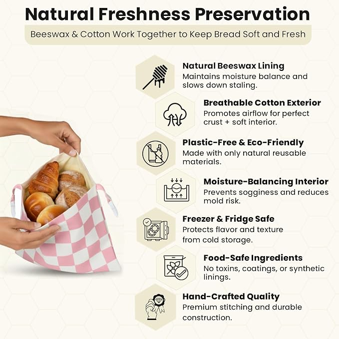 2-Pack XL Premium Reusable Beeswax Bread Bags 17x13 - Artisan Sourdough Keeper, Organic Cotton, Freezer-Safe Homemade Bread Storage - Eco Bread Gift for Bakers