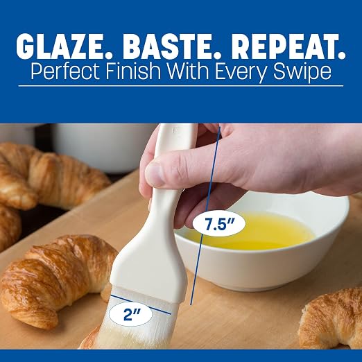 Carlisle FoodService Products 40391-02 7.50" Length, Bristle 2" Width x 2" Trim, White Color, Plastic Handle Galaxy Pastry Brush with Nylon Bristles