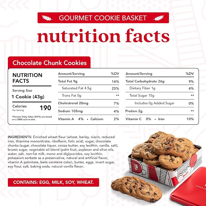 David's Cookies 1lb Chocolate Chunks Fresh Baked Cookies - Delectable & Premium Ingredients - No Added Preservatives Cookie Gift Basket