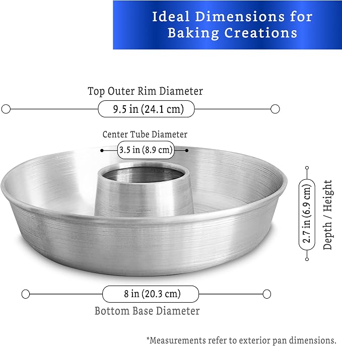 Aluminum Ring Cake Pan (9.5 in) - Ring Mold Pan - Fluted Tube Pans for Baking Pound Cake - Flan Molds for Baking - Molde para Flan - Molde para Chocoflan - Moldes para Pasteles