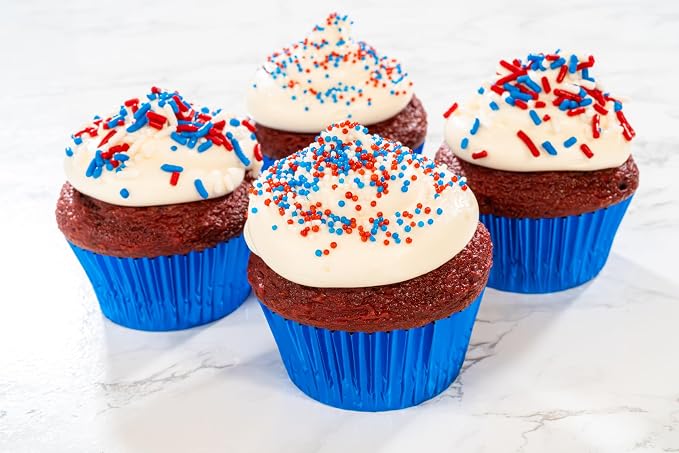 Bakerpan Artificial Dye-Free Patriotic Nonpareils Sprinkles 7.25 oz - Red White & Blue for 4th of July Cake Decorating, Cupcakes & Cookies | Kosher, Gluten-Free