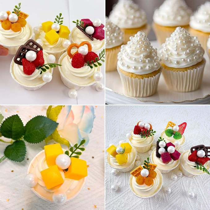 LEBERY White Edible Pearls for Cake Decorating Pearl Sugar Sprinkles 14mm 130g/4.6 Oz Edible White Balls Sprinkles Candy Pearls Cake Pearl Ice Cream Toppings Wedding Chirstmas Supplies